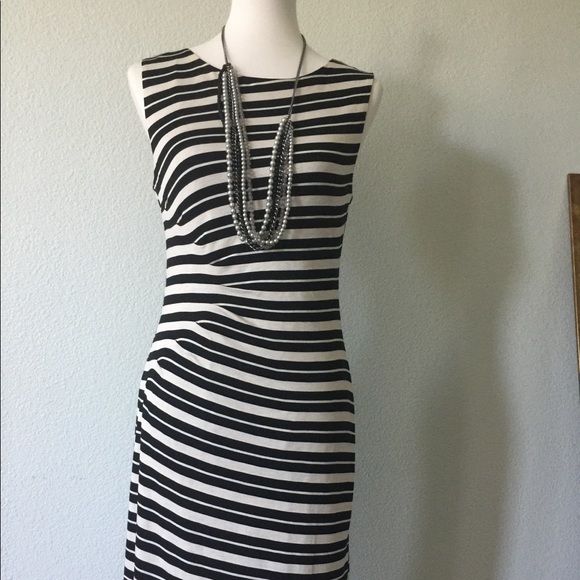 LOFT Dresses Sale Loft Black White Sleeveless Striped Dress Poshmark